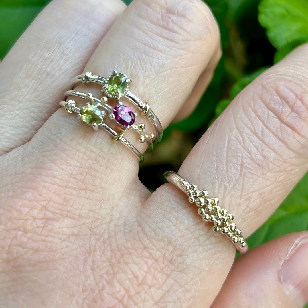 【一点もの】K10YGを贅沢に使用！粒々シンプルな2mmシルバーリング約8号