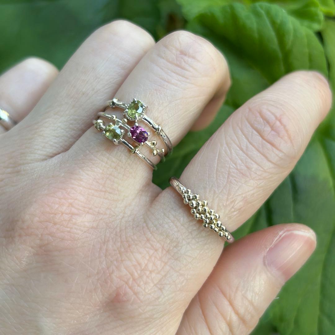 【一点もの】K10YGを贅沢に使用！粒々シンプルな2mmシルバーリング約8号