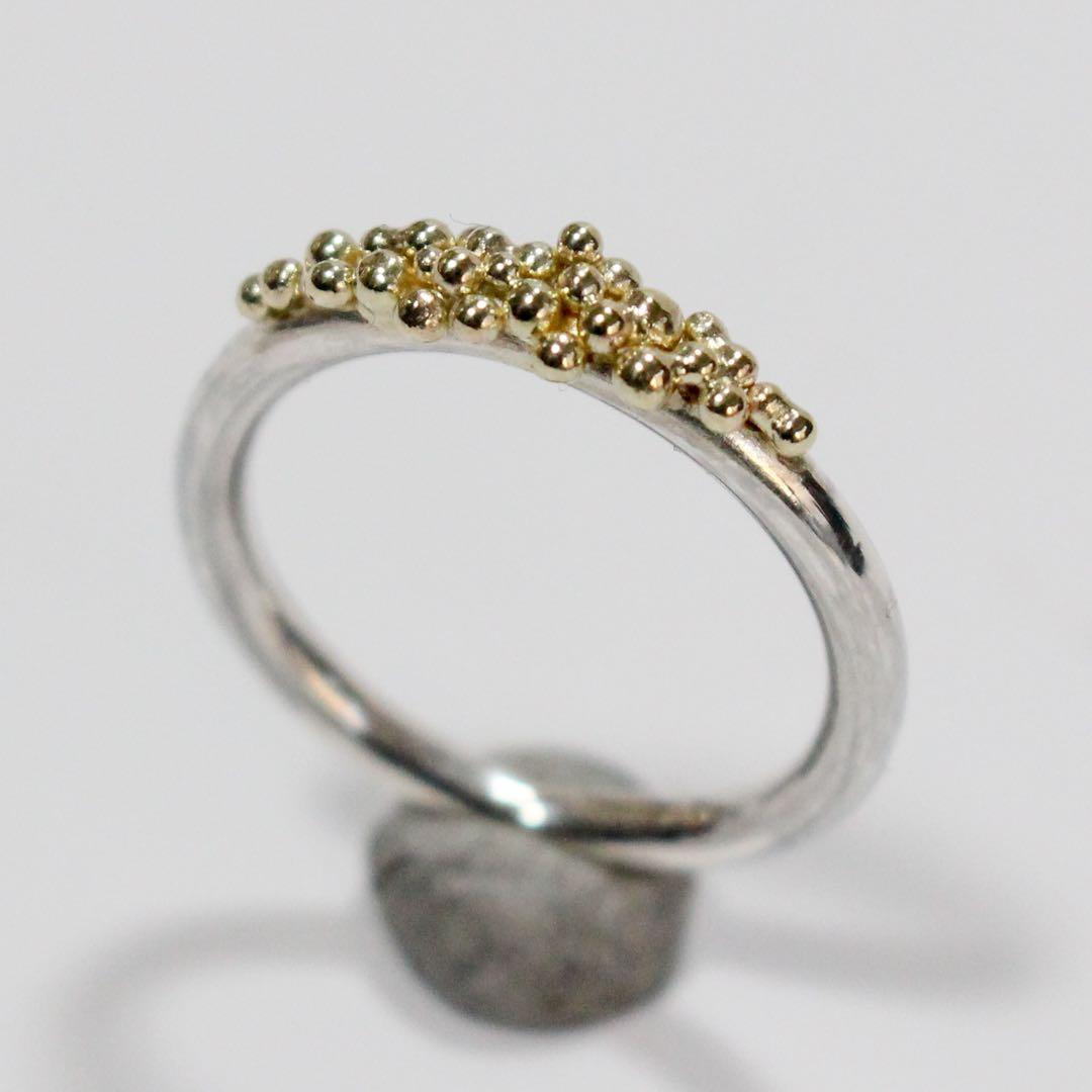 【一点もの】K10YGを贅沢に使用！粒々シンプルな2mmシルバーリング約8号