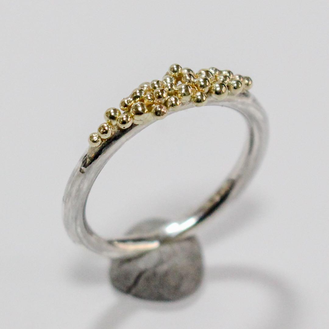 【一点もの】K10YGを贅沢に使用！粒々シンプルな2mmシルバーリング約8号