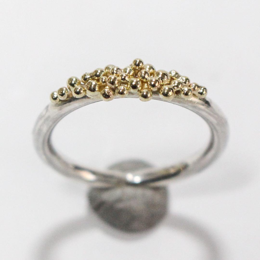 【一点もの】K10YGを贅沢に使用！粒々シンプルな2mmシルバーリング約8号