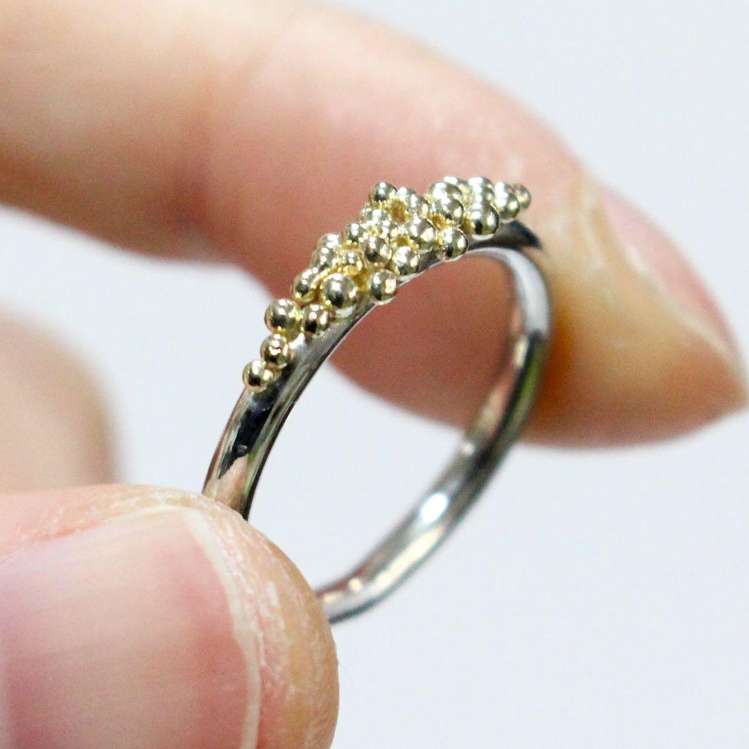 【一点もの】K10YGを贅沢に使用！粒々シンプルな2mmシルバーリング約8号