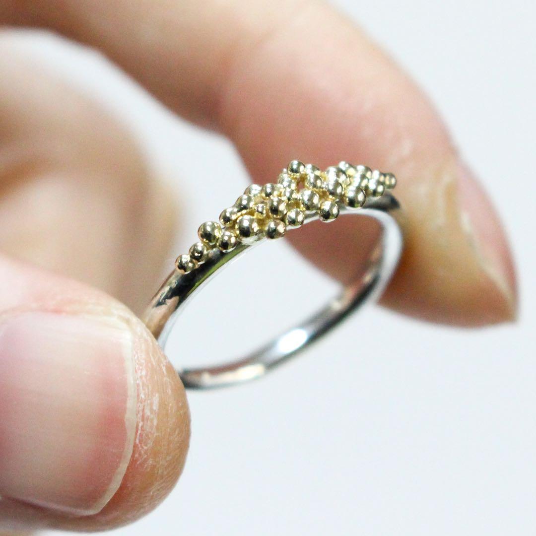 【一点もの】K10YGを贅沢に使用！粒々シンプルな2mmシルバーリング約8号