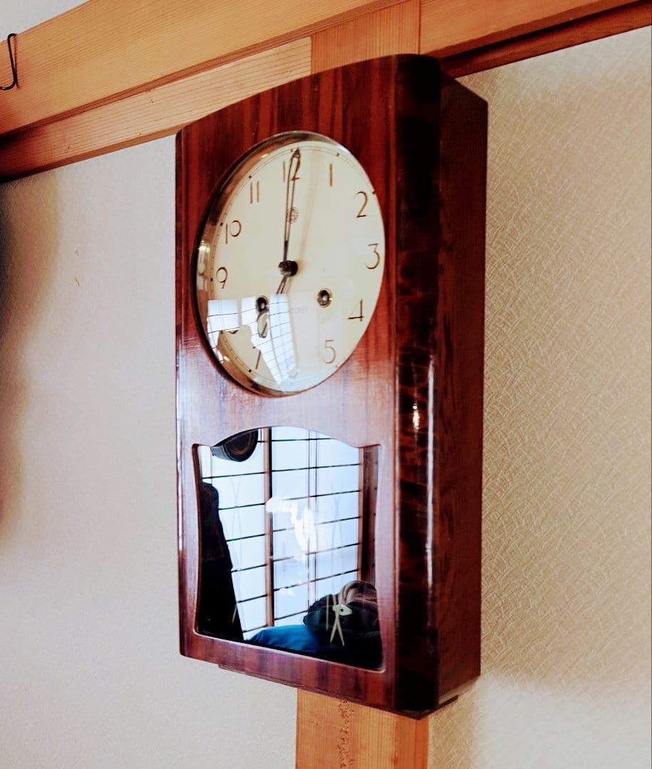 〈完動・美品〉愛知時計　箱型ゼンマイ振り子時計　古時計ボンボン時計