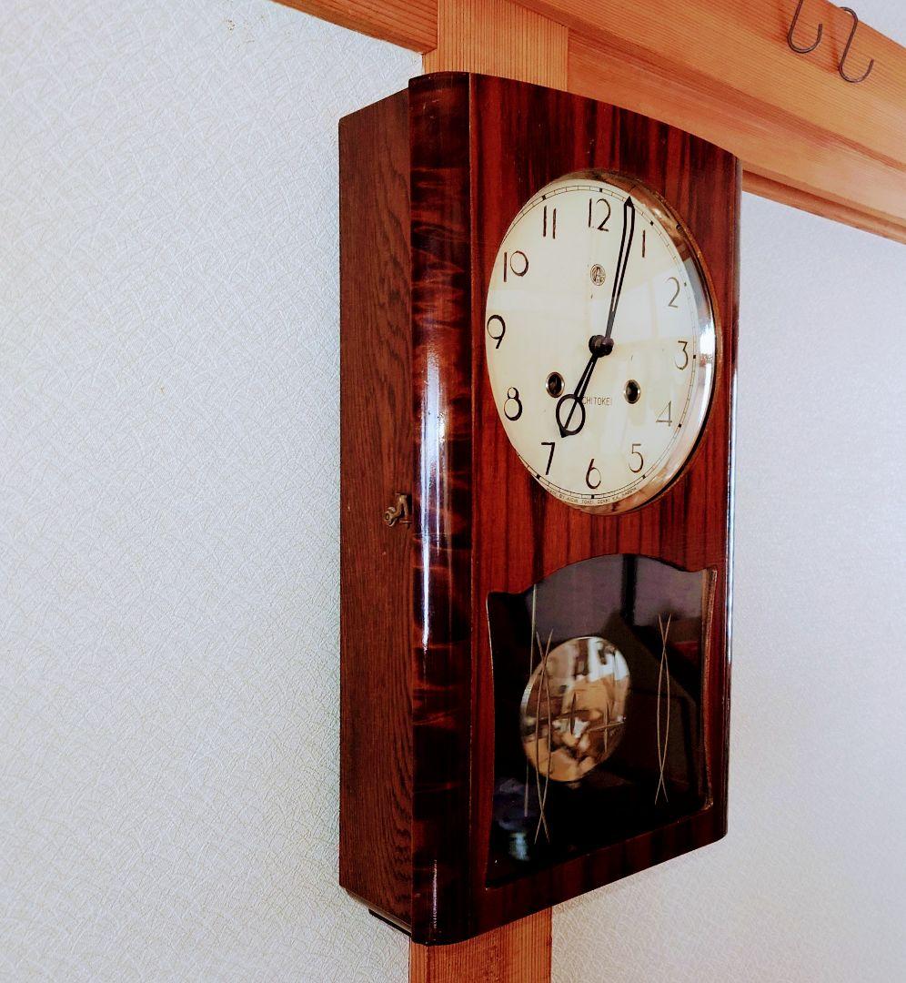 〈完動・美品〉愛知時計　箱型ゼンマイ振り子時計　古時計ボンボン時計