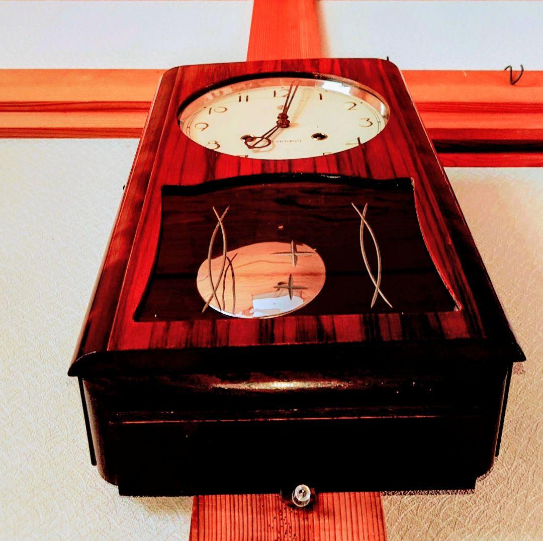 〈完動・美品〉愛知時計　箱型ゼンマイ振り子時計　古時計ボンボン時計