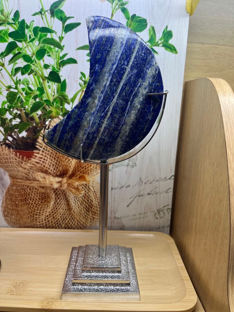 天然石　ラピスラズリ　大きな三日月　ずっしり約393g No.862