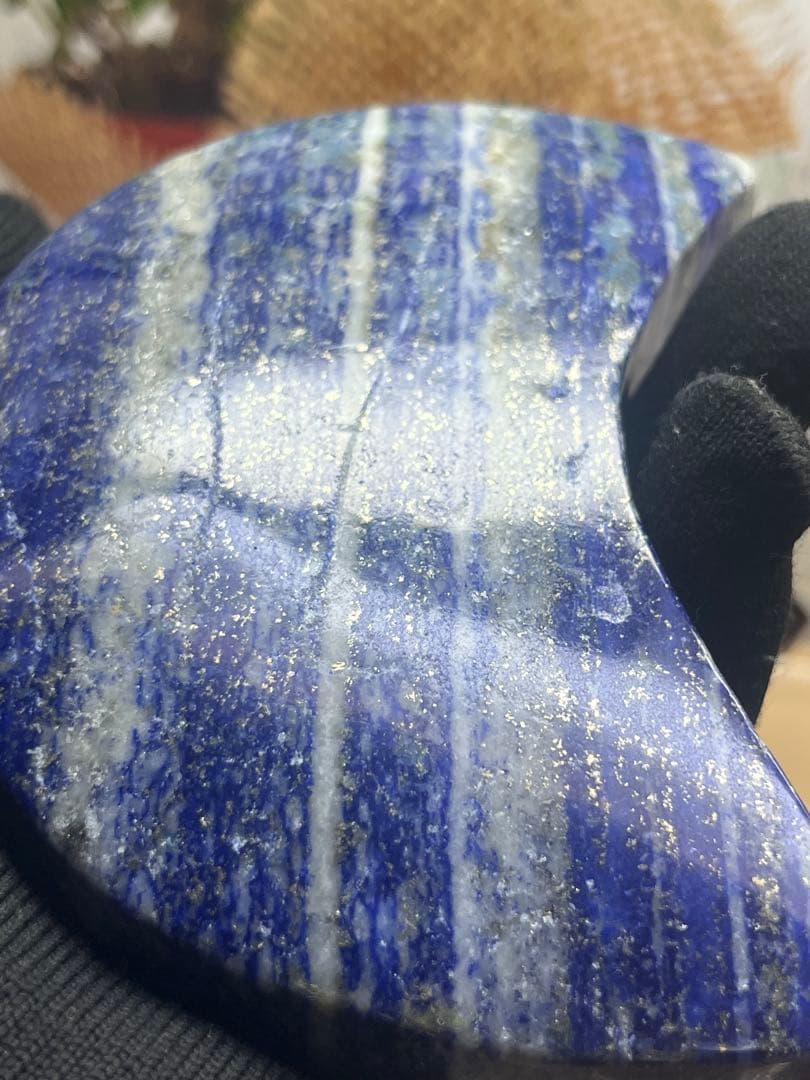 天然石　ラピスラズリ　大きな三日月　ずっしり約393g No.862