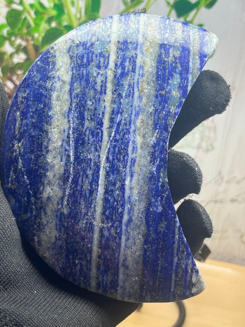 天然石　ラピスラズリ　大きな三日月　ずっしり約393g No.862