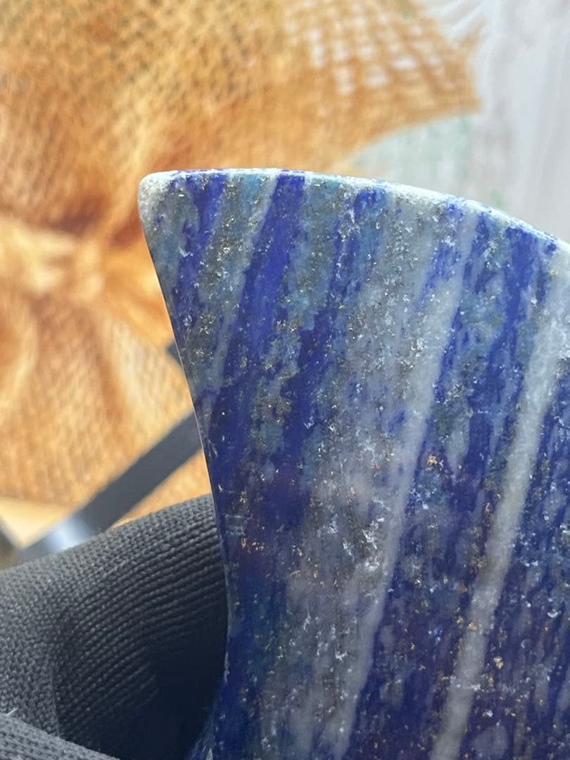 天然石　ラピスラズリ　大きな三日月　ずっしり約393g No.862