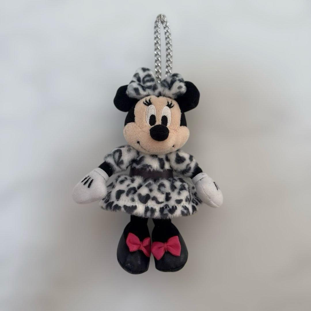 ミニー グレー レオパード キーホルダー ヒョウ柄 ぬいぐるみチャーム