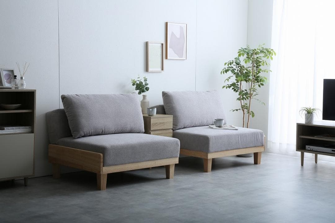 【Estela】リクライニングソファベッド グレー　分割式セパレート式