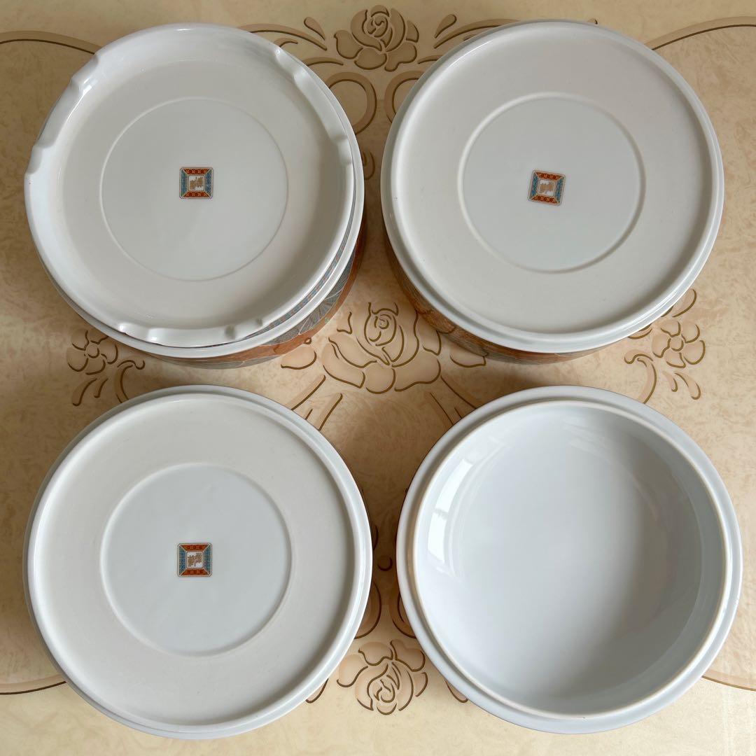 希少　特大　庫山窯　献上手金彩　三段重　蓋付き重ね鉢　金襴手　色絵　赤絵　重箱