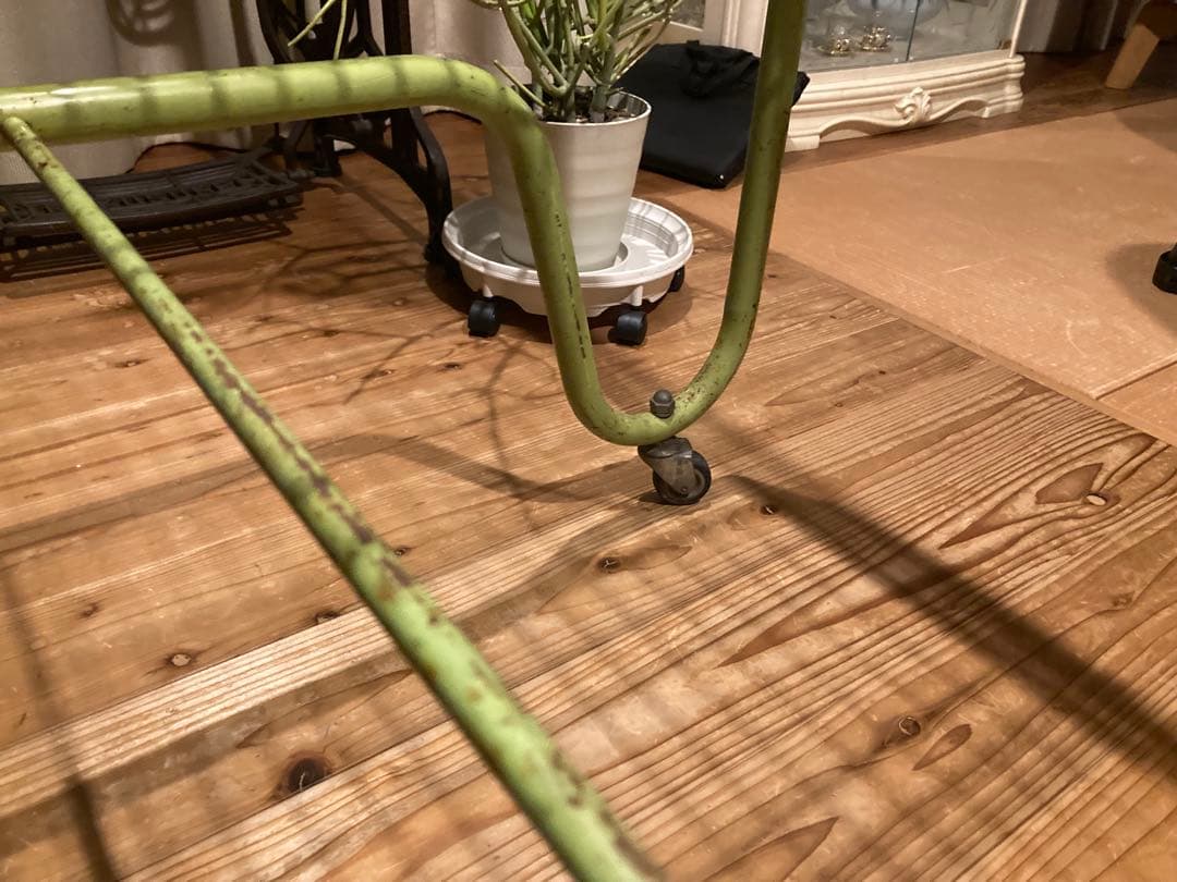 昭和レトロ　ワイヤーワゴン　キャスター付　店舗什器　シャビージャンクガーデン④