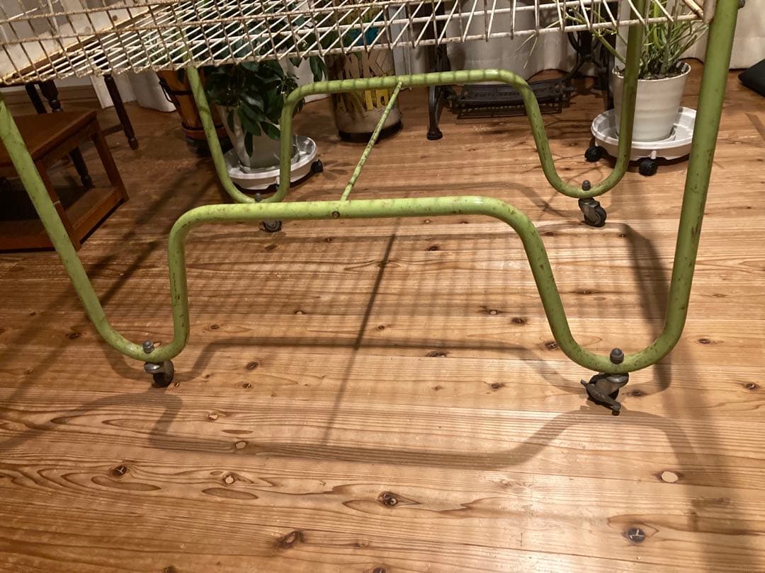 昭和レトロ　ワイヤーワゴン　キャスター付　店舗什器　シャビージャンクガーデン④