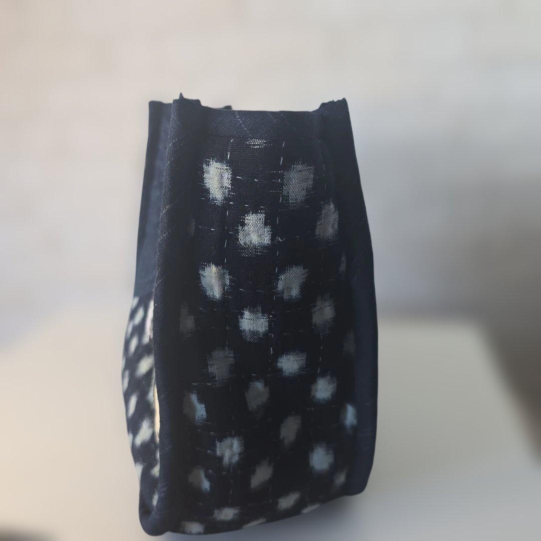 金魚刺繍のネイビーキルティング刺子ハンドメイドバッグ