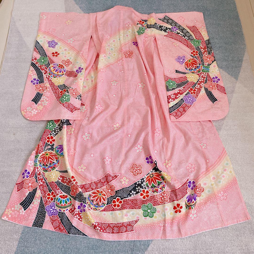 七五三 7歳 正絹 着物 長襦袢 作り帯 バッグ 草履 フルセット