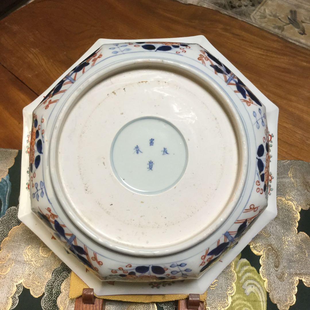 388 古伊万里 極上献上手 鳳凰 に花尽くし紋様 8角書き分け鉢 1