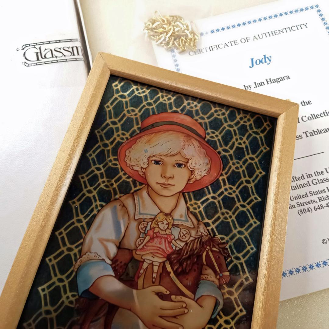 新品ジャン・ハガラ ステンドグラス 少女とお人形 ジョディ グラス