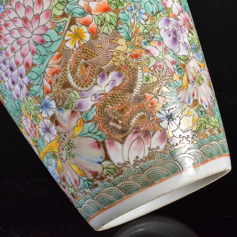 中国 中国景徳鎮製款 薄胎 粉彩百花龍文瓶 梅瓶 F R6147B - メルカリ