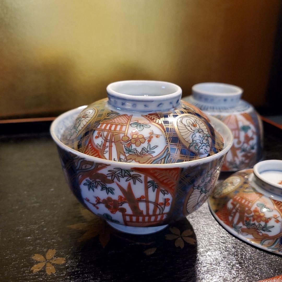 古伊万里 伊万里 骨董 錦手・松竹梅文 蓋付茶碗 2客 - メルカリ