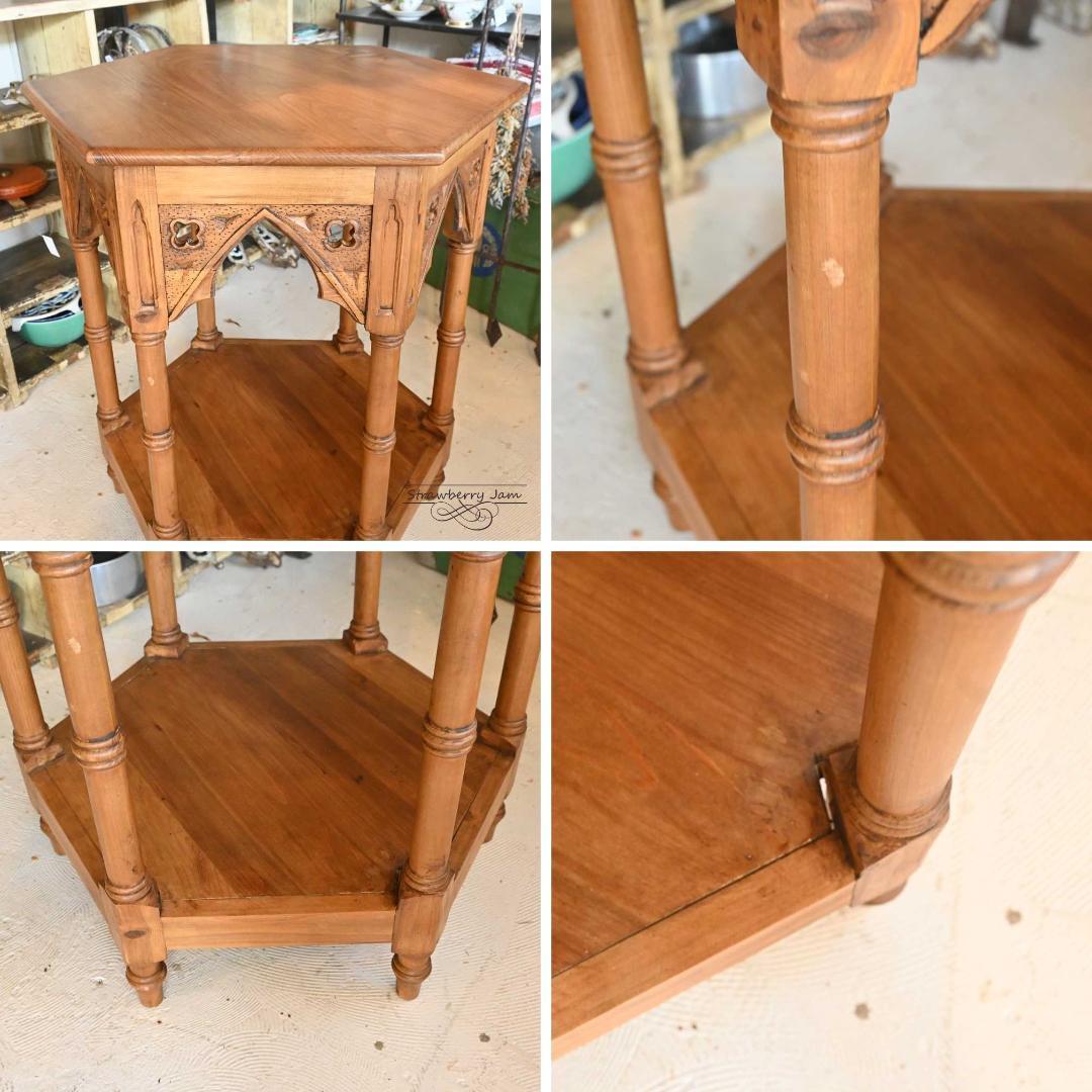 IFU-412 英国アンティーク コーヒーテーブル 花台 教会 スモールテーブル