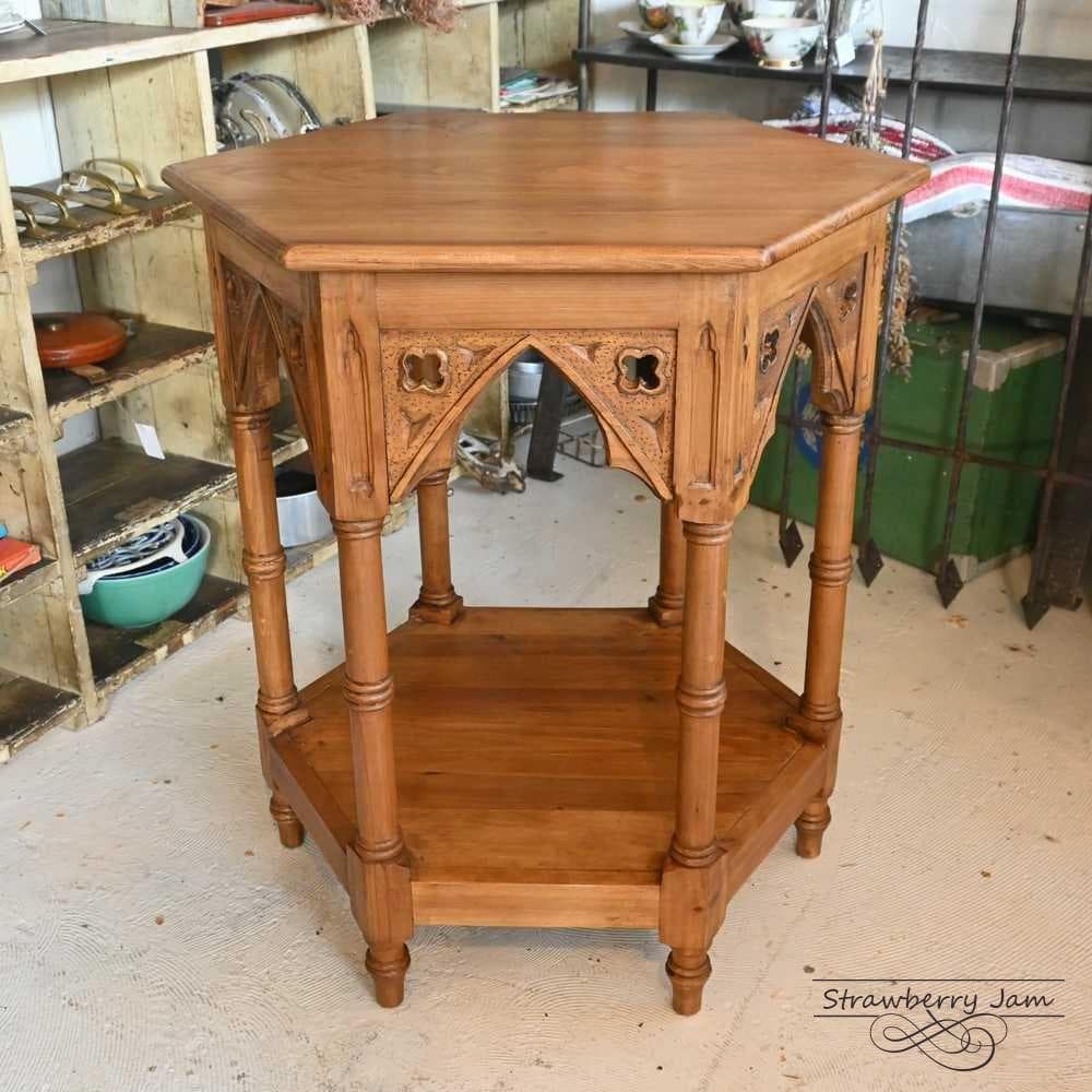 IFU-412 英国アンティーク コーヒーテーブル 花台 教会 スモールテーブル