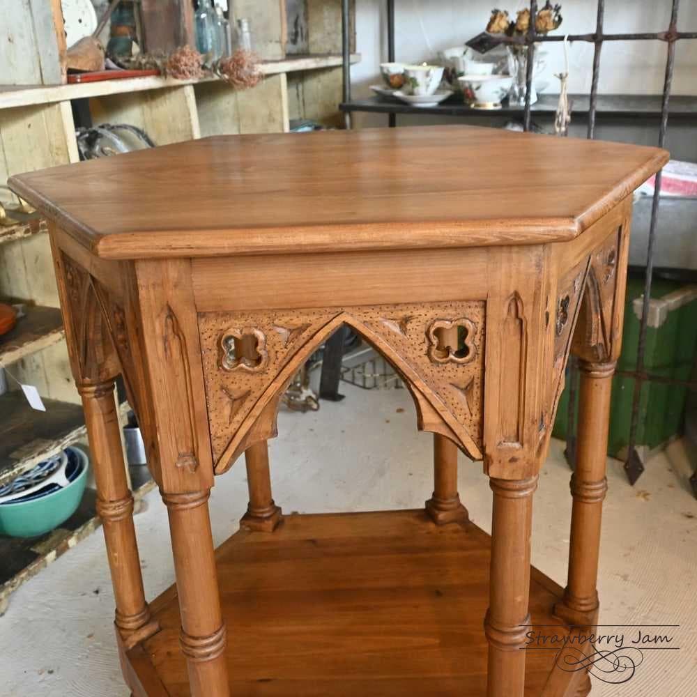 IFU-412 英国アンティーク コーヒーテーブル 花台 教会 スモールテーブル