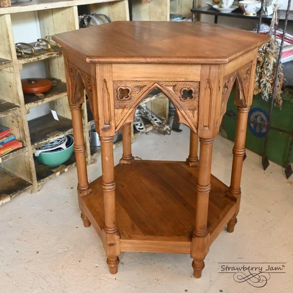 IFU-412 英国アンティーク コーヒーテーブル 花台 教会 スモールテーブル