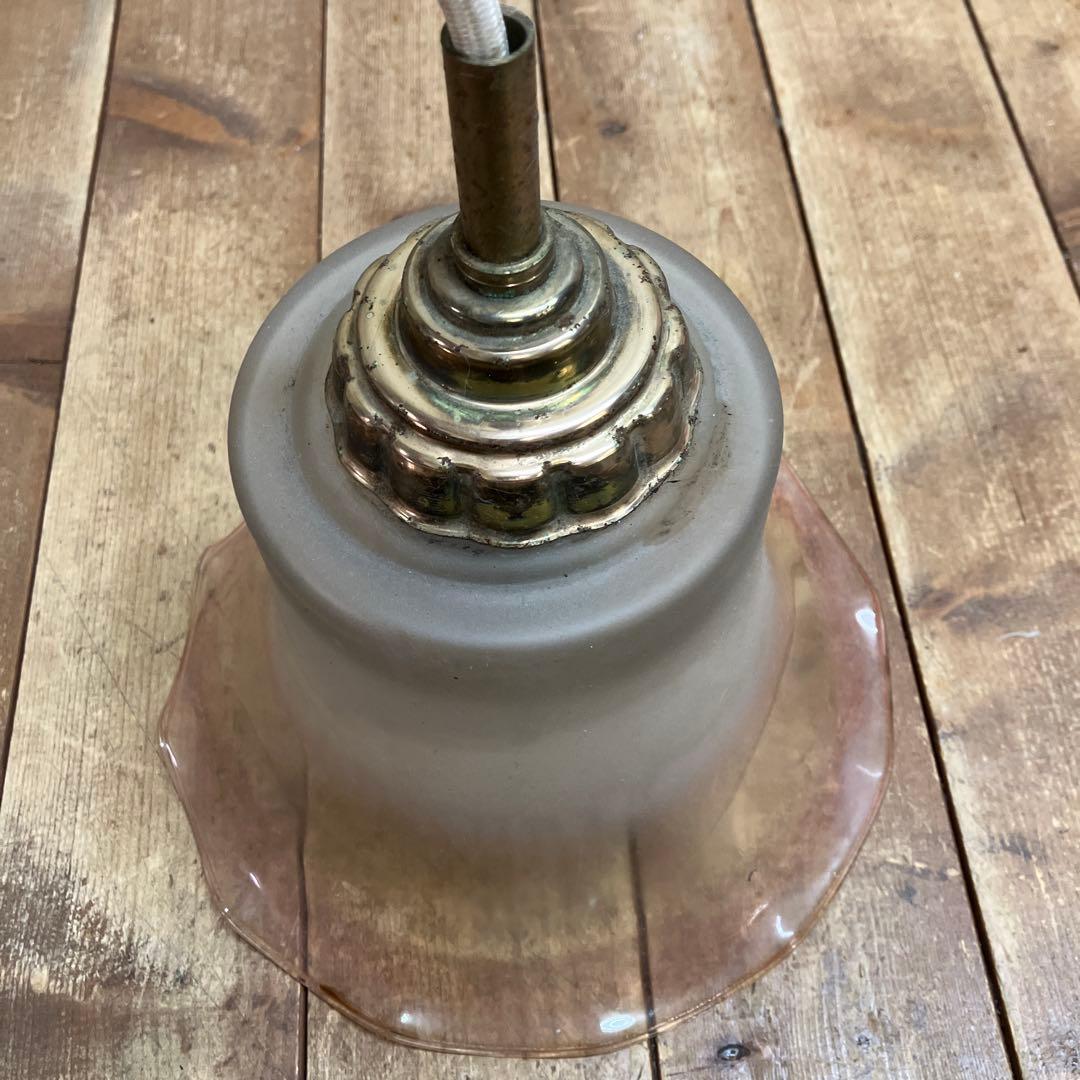 D-2 ② 昭和レトロ フリル型 ガラスシェード ペンダントライト シーリング