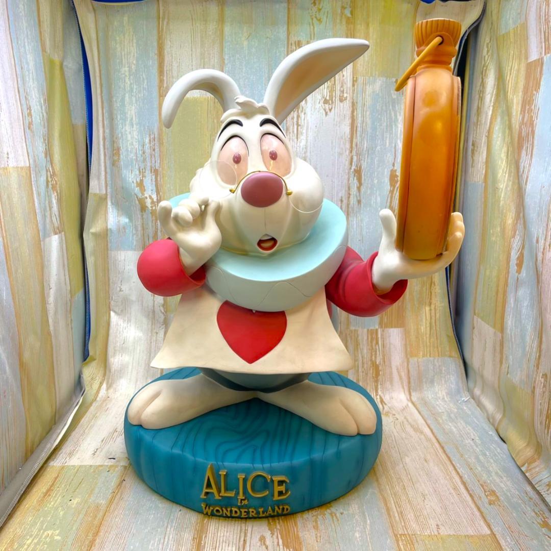 激レア☆不思議の国のアリス 白うさぎ 兎 置き時計 ビッグフィギュア