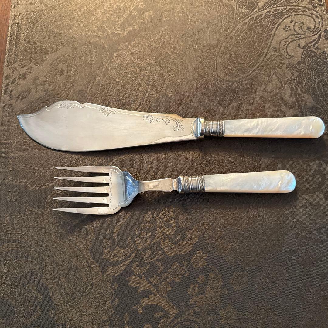 癒*い様 英国クラシック カトラリーセット、アンティーク、白蝶貝のハンドル イギ