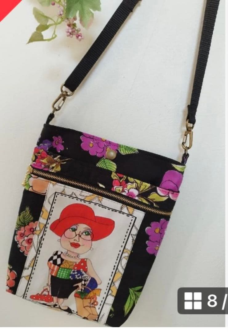確認用　カラフルな花柄ポシェット