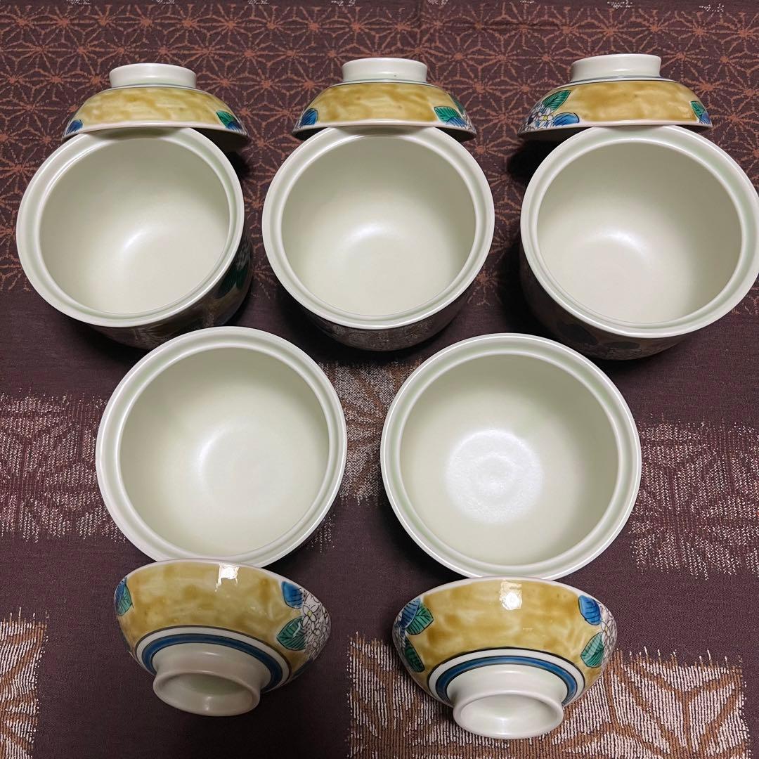 新品九谷松山むし碗揃