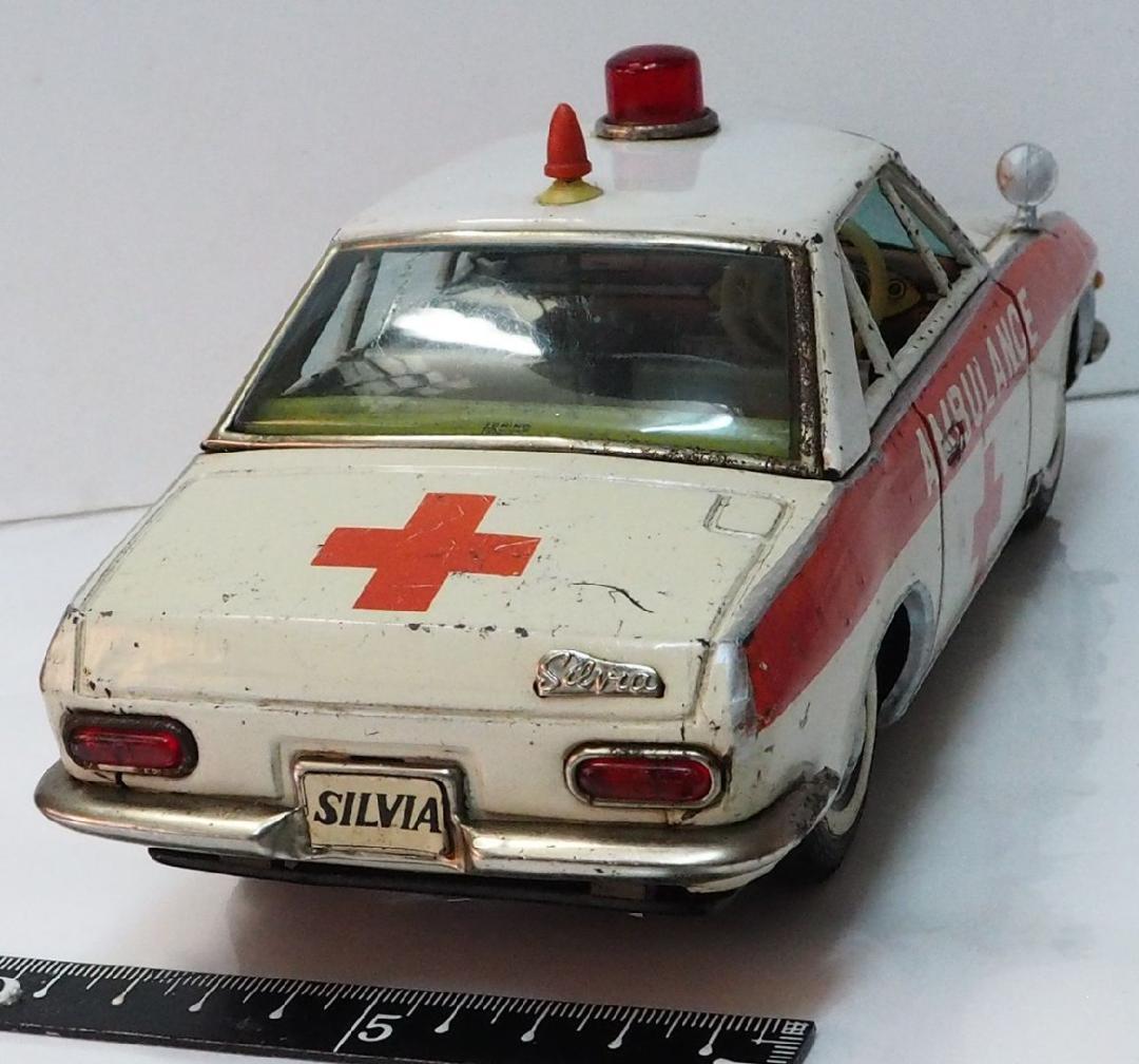 イチコー【初代 日産シルビア救急車フリクション】当時物ブリキ製 自動車TIN箱無