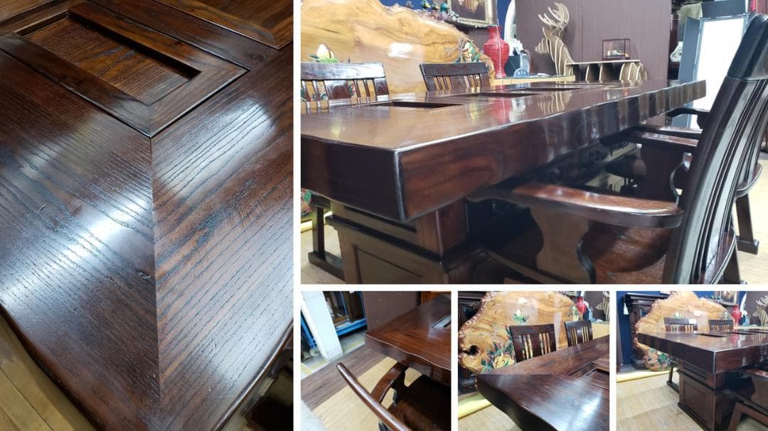 a22　美品　松尾博昭　作　黒檀　囲炉裏ダイニング５点セット