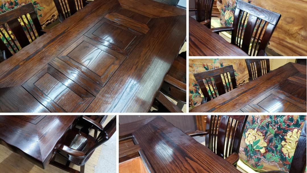 a22　美品　松尾博昭　作　黒檀　囲炉裏ダイニング５点セット