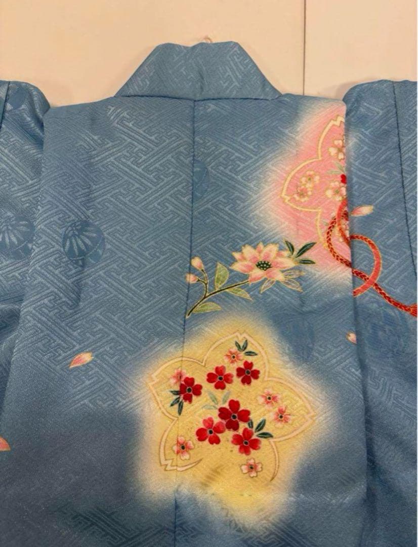 七五三　3歳女の子　新品　着物２点セット　人気の水色　ピンク　手鞠　桜　日本製