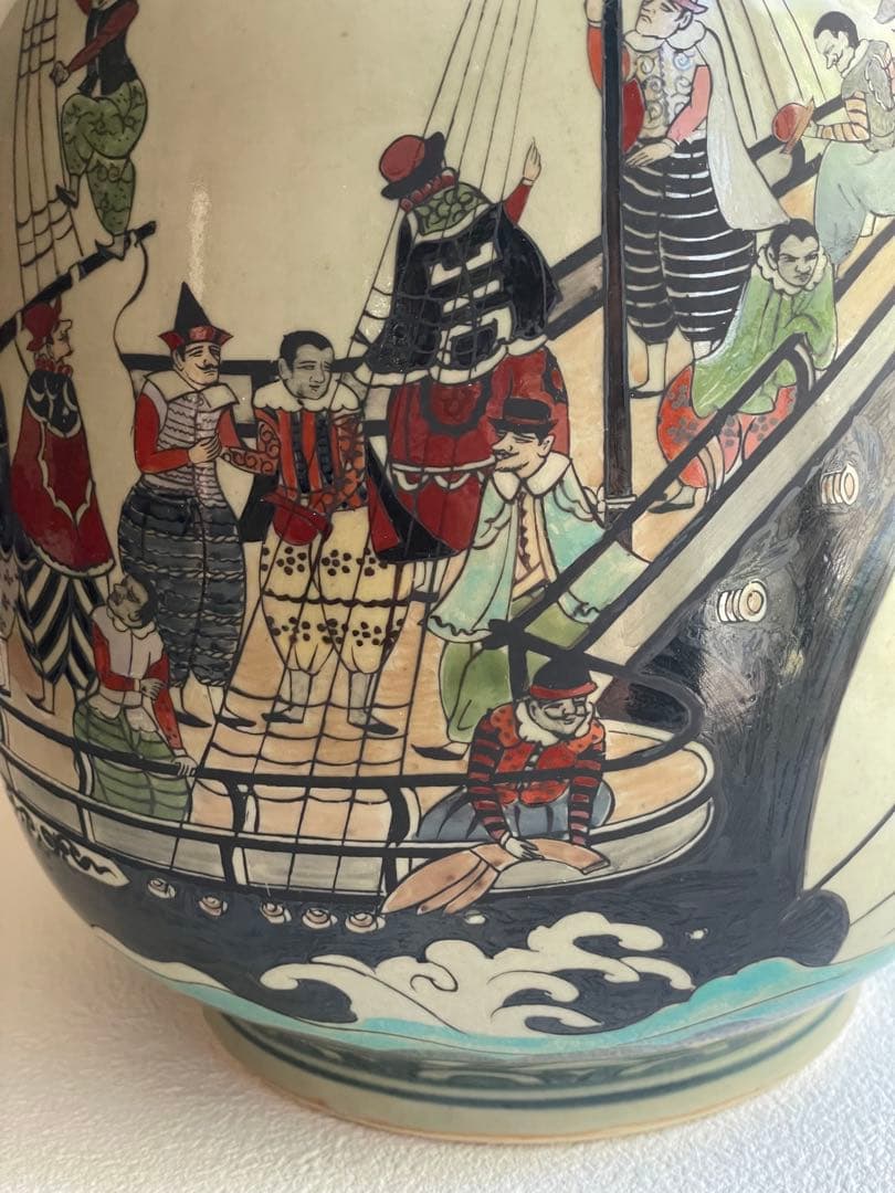 ⬇️【希少】　円左エ門窯　⭐︎ 錦南蛮船壺　手書き　有田焼　　280000円