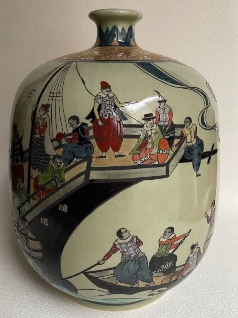 ⬇️【希少】　円左エ門窯　⭐︎ 錦南蛮船壺　手書き　有田焼　　280000円