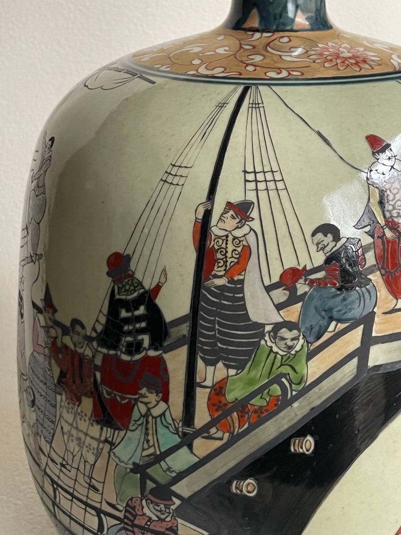 ⬇️【希少】　円左エ門窯　⭐︎ 錦南蛮船壺　手書き　有田焼　　280000円