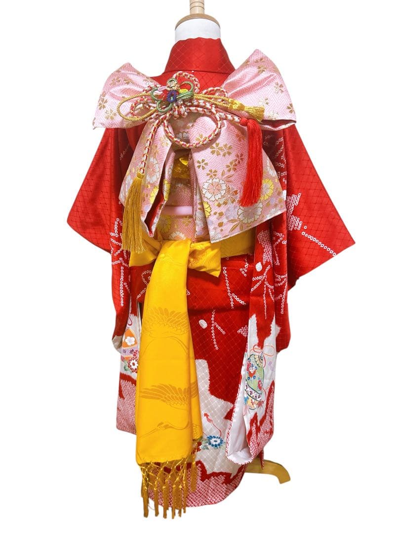 上質正絹フルセット♡七五三 7歳 女の子 一式 絞り 赤系 ピンク