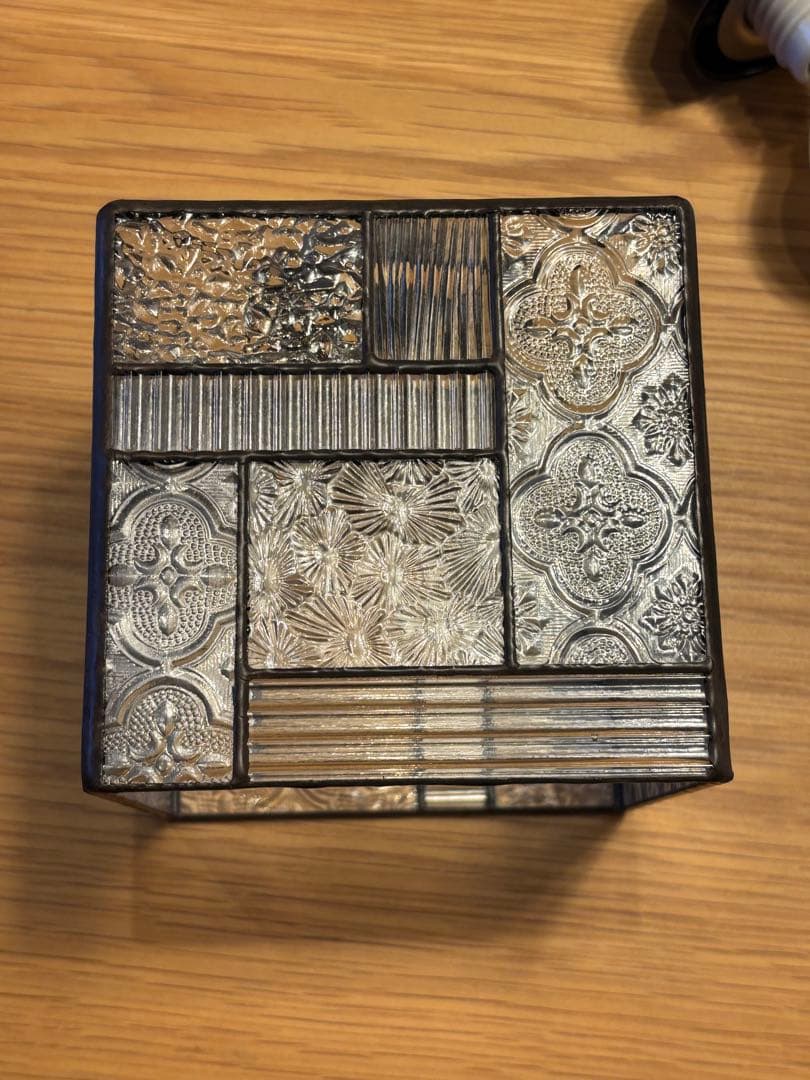 ペンダントライト　ブルー×クリア　ステンドグラス