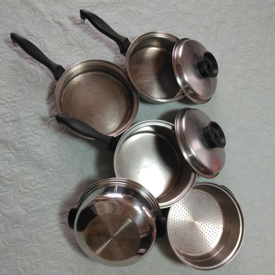 無水調理鍋=オーブン機能　ステンレス鍋・蒸し器ドーム型蓋の7点セット