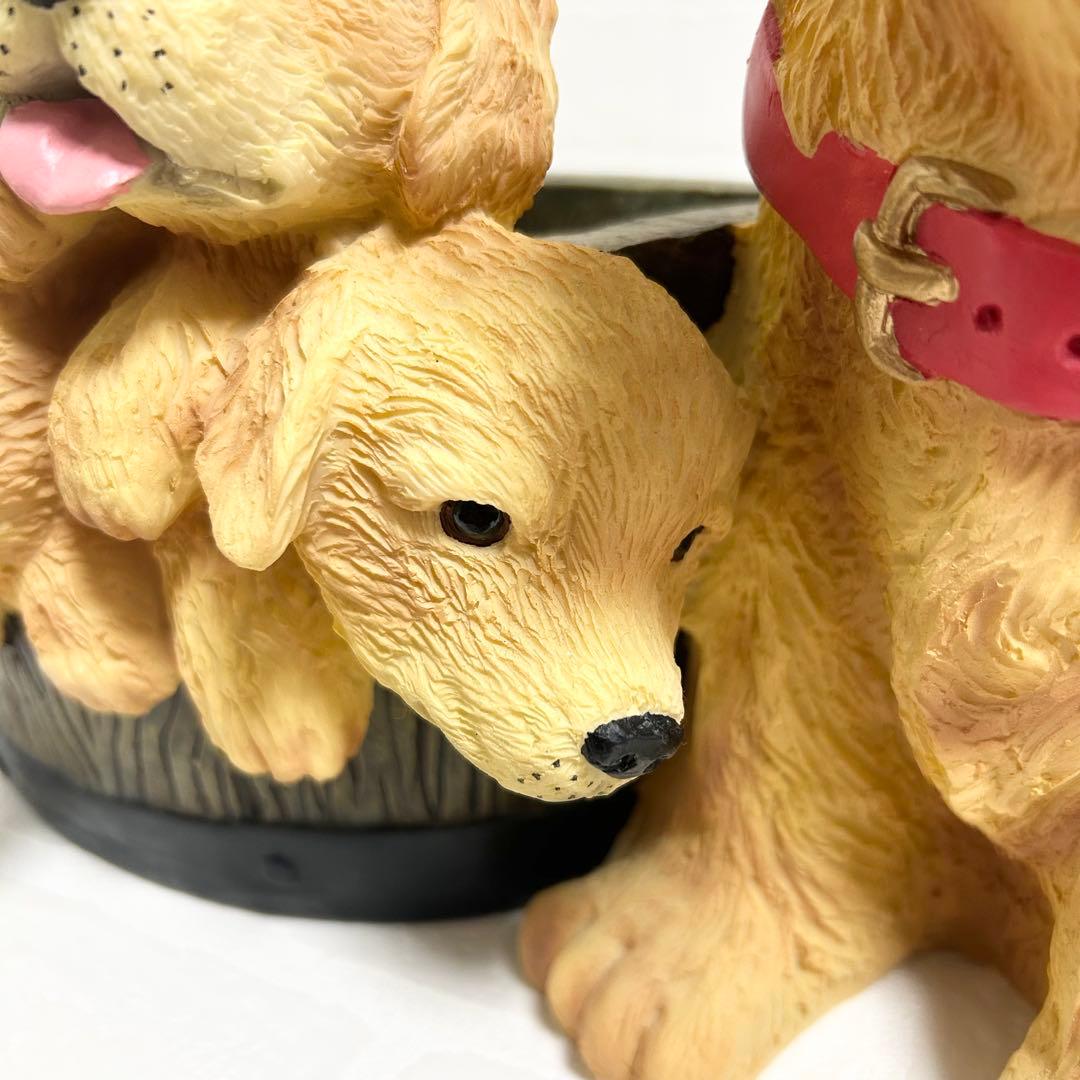 陶器製　ゴールデンレトリバー親子のスリッパラック