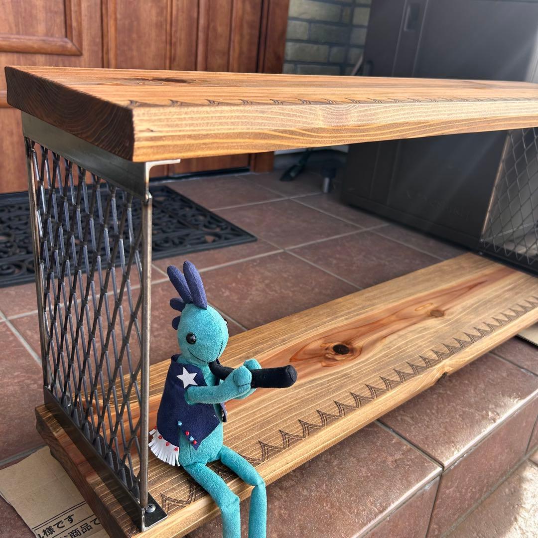 アイアンラック　2段アイアンラック　キャスター付き　シューズラック　テレビ台