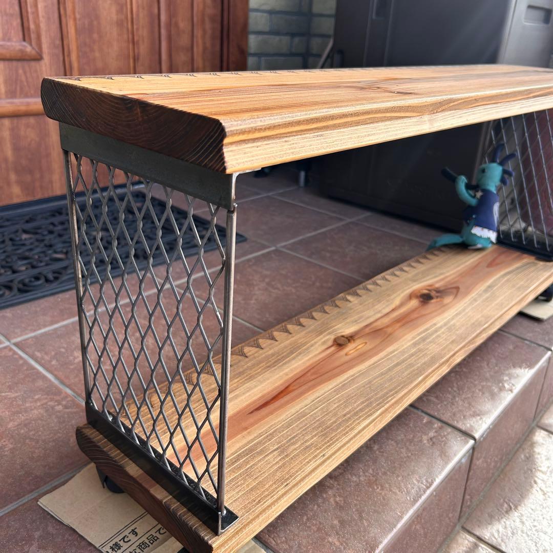 アイアンラック　2段アイアンラック　キャスター付き　シューズラック　テレビ台