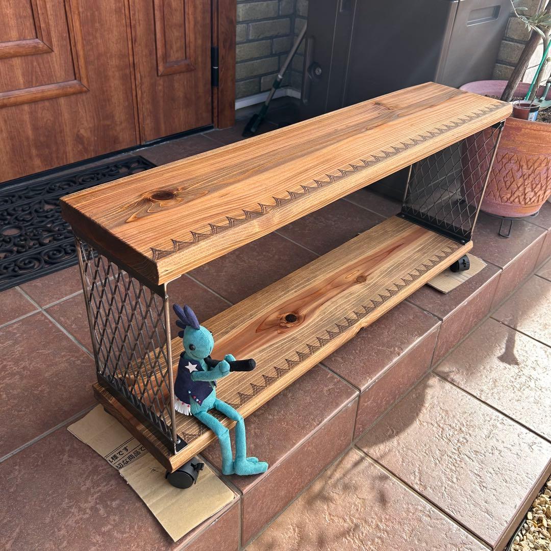 アイアンラック　2段アイアンラック　キャスター付き　シューズラック　テレビ台