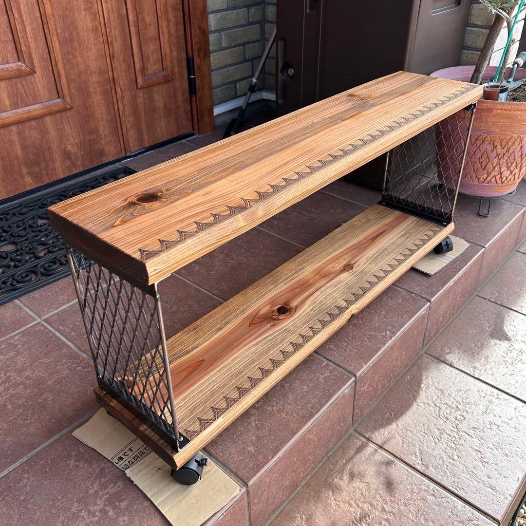 アイアンラック　2段アイアンラック　キャスター付き　シューズラック　テレビ台