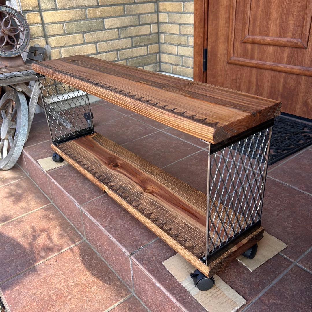 アイアンラック　2段アイアンラック　キャスター付き　シューズラック　テレビ台